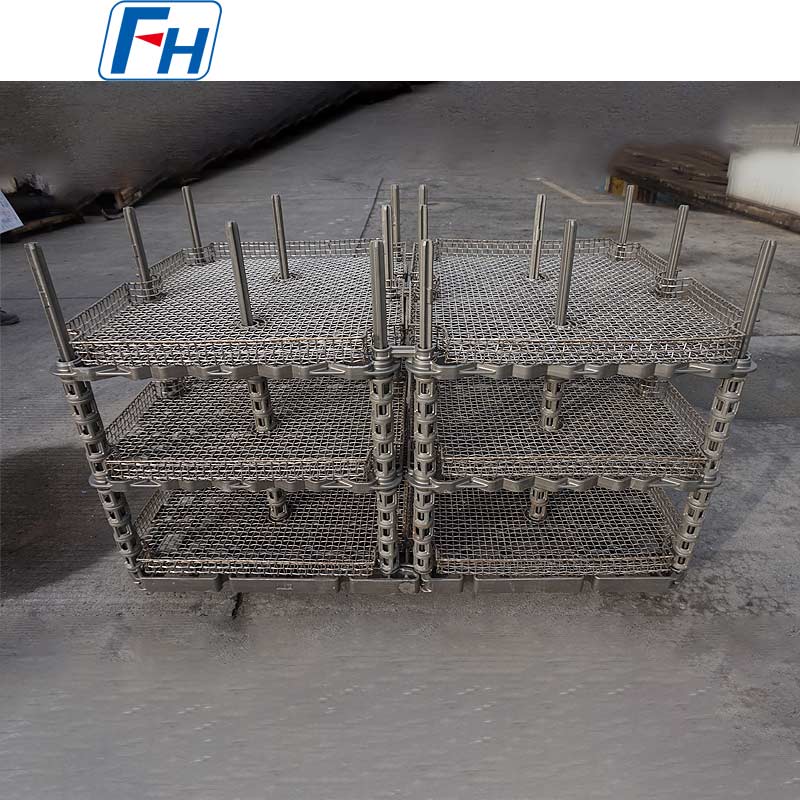 Steel Pallet with Wire Mesh Basket Heat Treatment Fixture for Annealing and Tempering | FH®